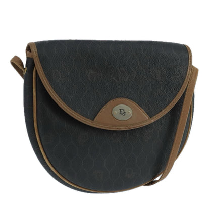 Christian Dior Vintage Honeycomb Flap Crossbody Bag Canvas And Leather Black Canvas Bag ()