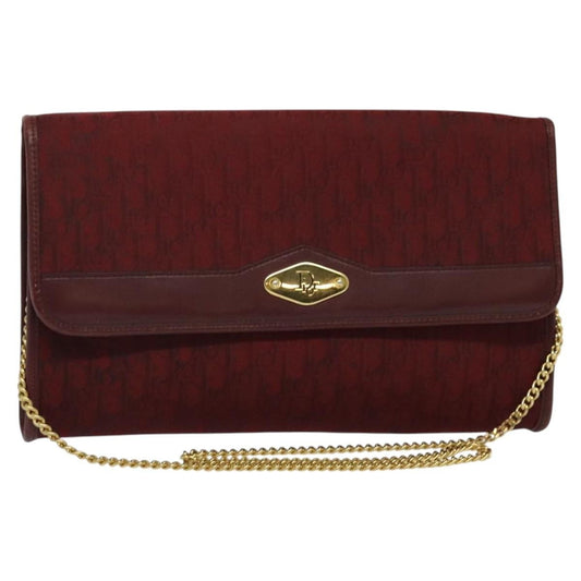 Christian Dior Vintage Trotteur Chain Shoulder Bag Canvas Red Canvas Shoulder Bag Bag ()