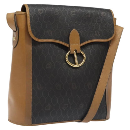Christian Dior Vintage Honeycomb Flap Crossbody Bag Canvas And Leather Black Canvas Bag ()