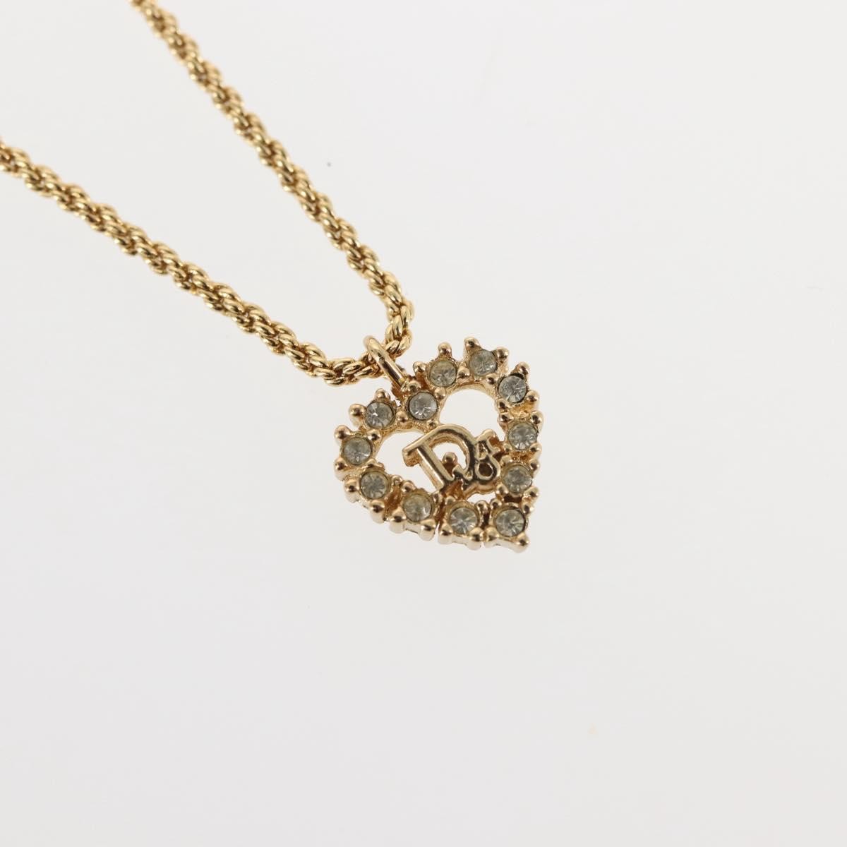 Christian Dior Vintage Cd Heart Pendant Necklace Metal With Crystals Gold Metal Jewelry ()