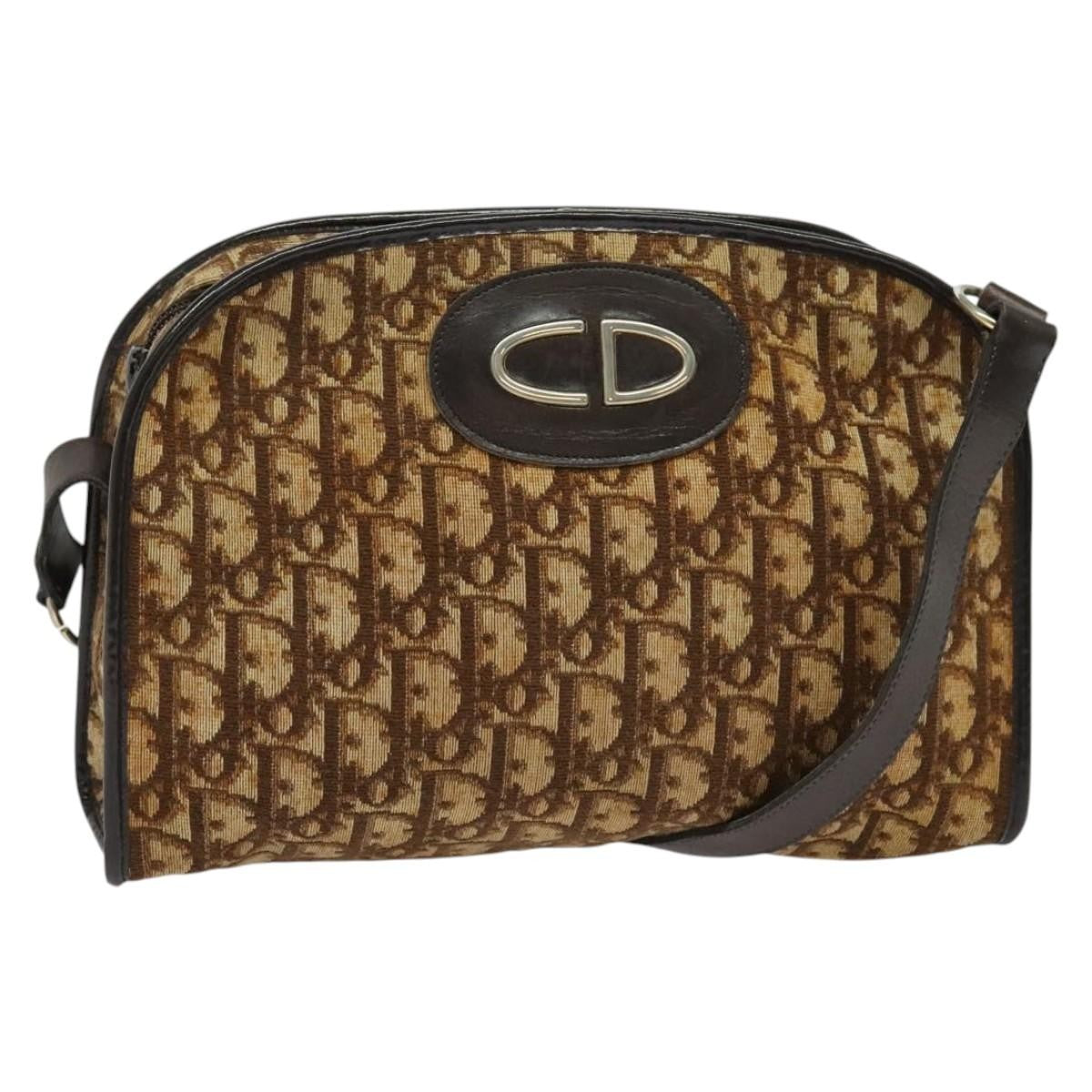 Christian Dior Vintage Trotter Shoulder Bag Canvas Brown Canvas Bag ()