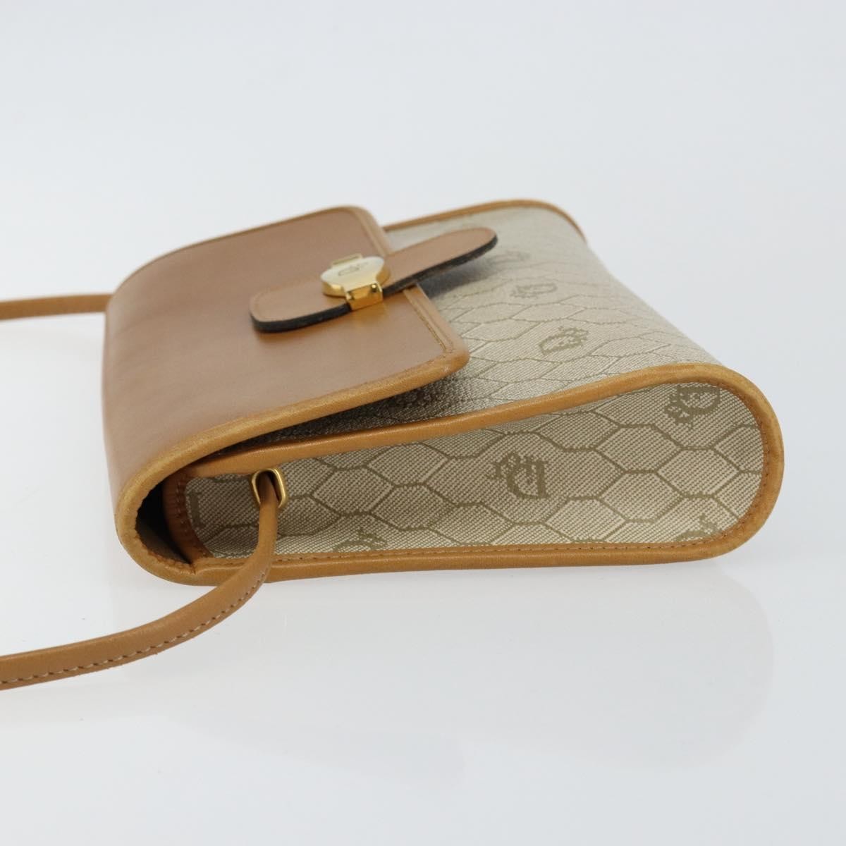 Christian Dior Vintage Honeycomb Flap Crossbody Bag Canvas And Leather Beige Canvas Shoulder Bag Bag ()