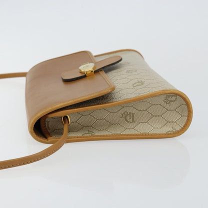 Christian Dior Vintage Honeycomb Flap Crossbody Bag Canvas And Leather Beige Canvas Shoulder Bag Bag ()