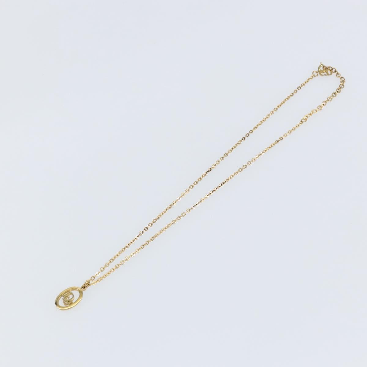 Christian Dior Round Logo Pendant Necklace Metal Gold Metal Jewelry ()