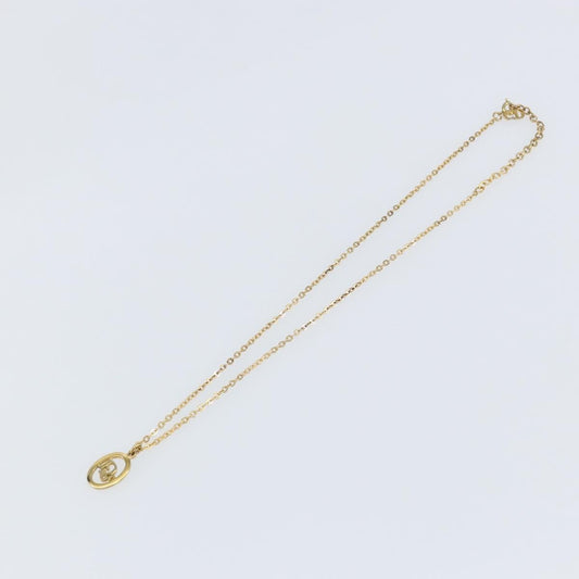 Christian Dior Round Logo Pendant Necklace Metal Gold Metal Jewelry ()