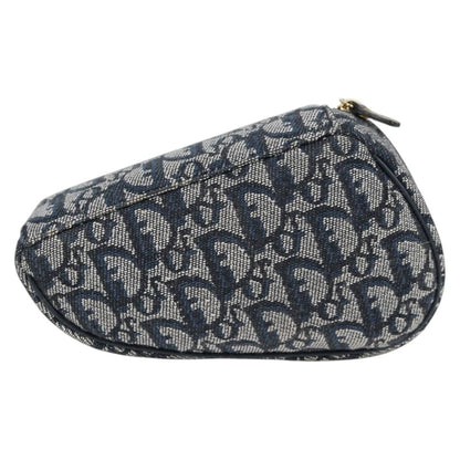 Christian Dior Saddle Zip Pouch Diorissimo Canvas Navy Canvas Bag ()