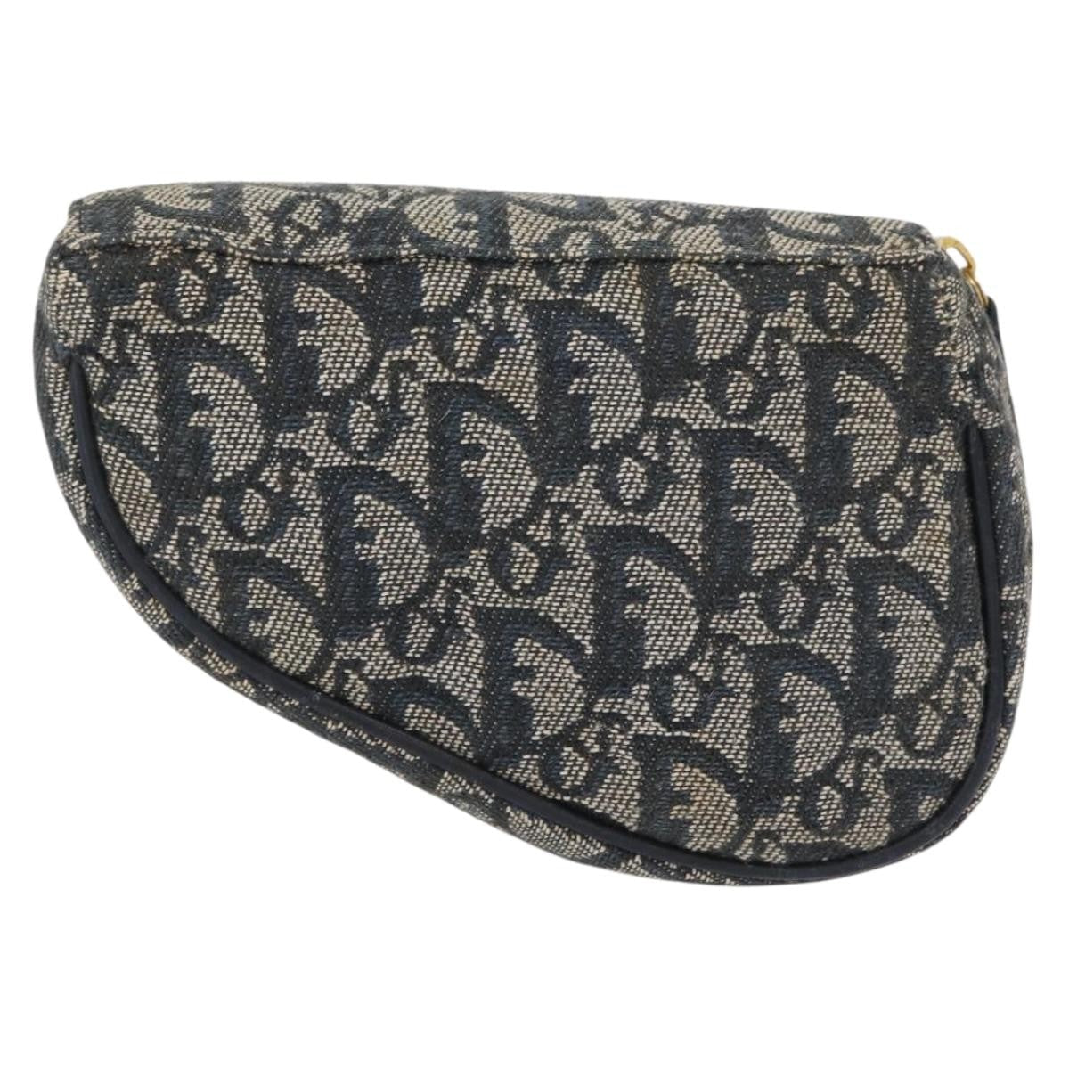 Christian Dior Saddle Zip Pouch Diorissimo Canvas Navy Canvas Clutche & Pouche Bag ()
