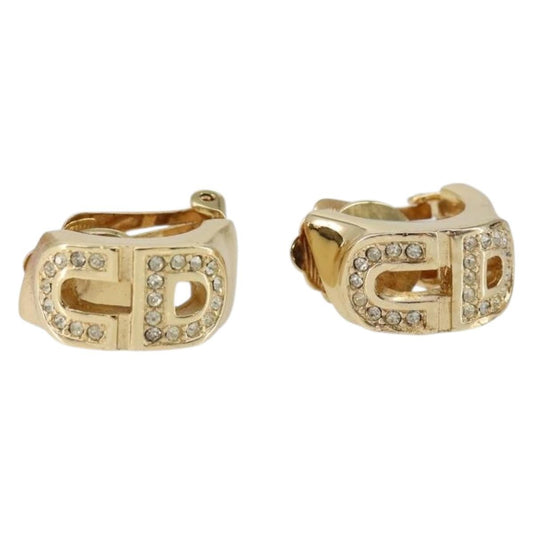 Christian Dior Vintage Cd Clip-On Earrings Metal Gold Metal Earrings Jewelry ()