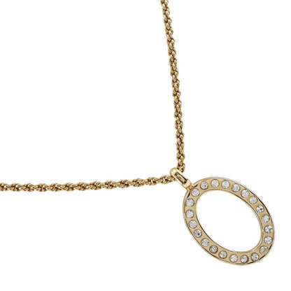 Christian Dior Vintage Circle Pendant Necklace Metal With Crystals Gold Gold_Plated Necklace Jewelry ()