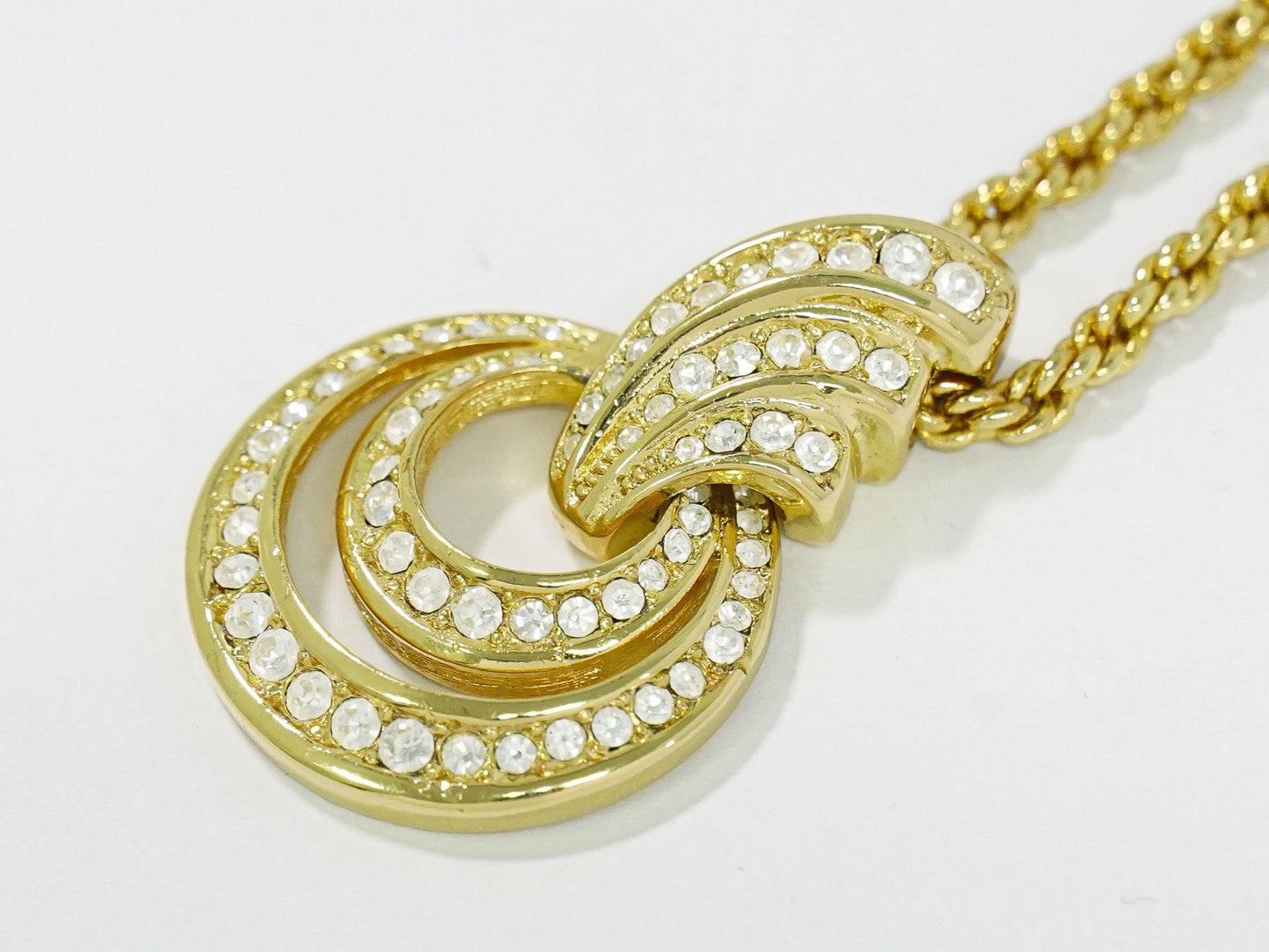 Christian Dior Vintage Collar Necklace Metal With Crystals Gold Gold_Plated Necklace Jewelry ()