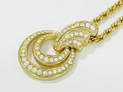 Christian Dior Vintage Collar Necklace Metal With Crystals Gold Gold_Plated Necklace Jewelry ()