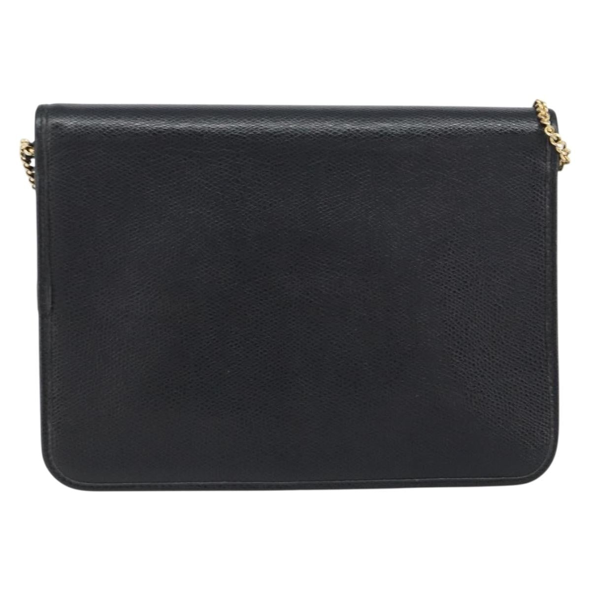 Christian Dior Vintage Cd Chain Flap Shoulder Bag Leather Black Leather Shoulder Bag Bag ()
