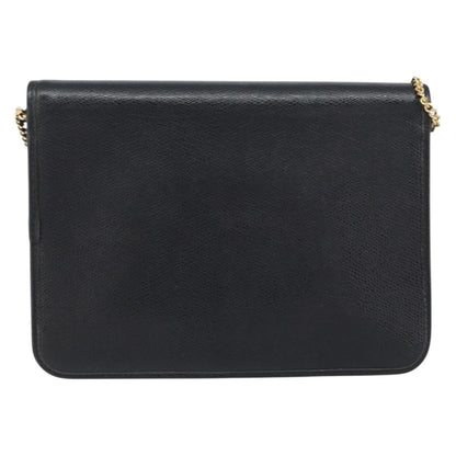 Christian Dior Vintage Cd Chain Flap Shoulder Bag Leather Black Leather Shoulder Bag Bag ()