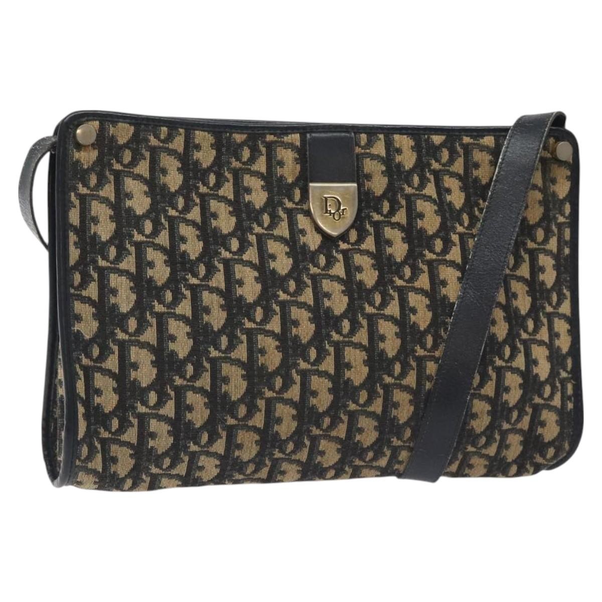 Christian Dior Vintage Trotter Shoulder Bag Canvas Navy Canvas Bag ()