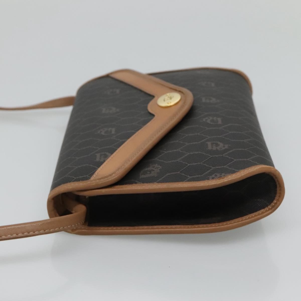Christian Dior Vintage Honeycomb Flap Crossbody Bag Canvas And Leather Black Canvas Bag ()