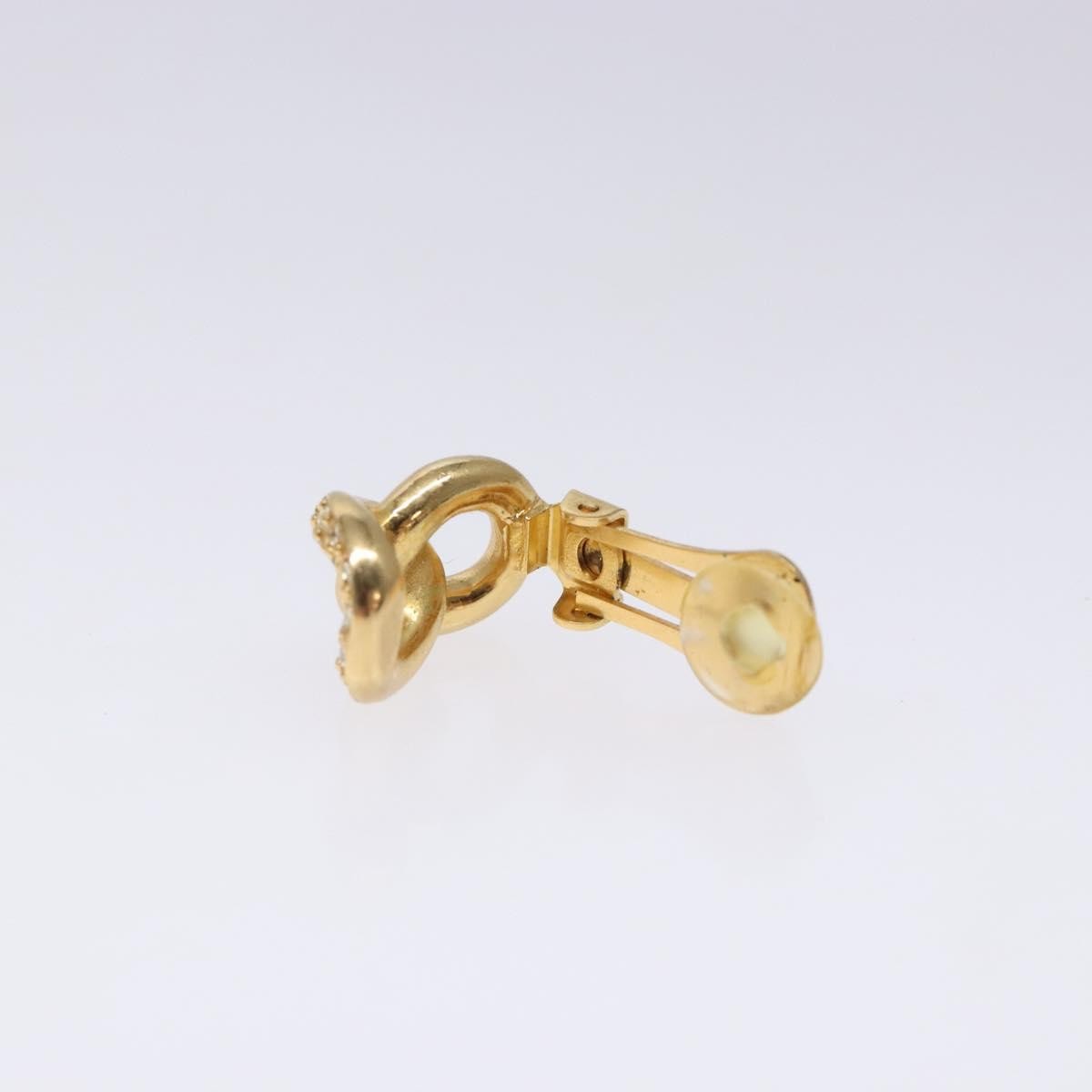 Christian Dior Vintage Chain Link Clip-On Earrings Metal With Crystals Gold Metal Earrings Jewelry ()