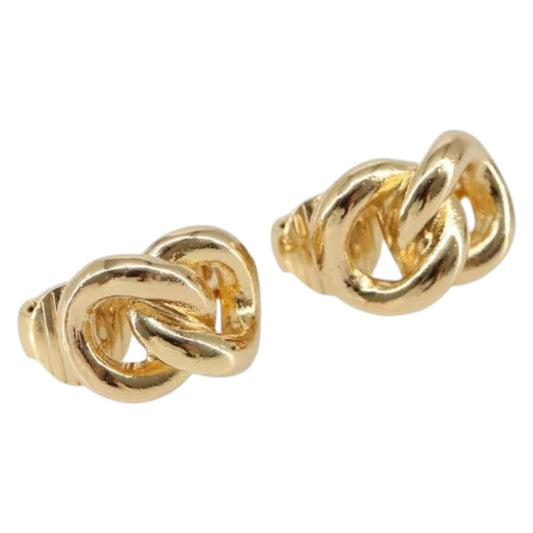 Christian Dior Vintage Logo Round Clip-On Earrings Metal Gold Metal Jewelry ()