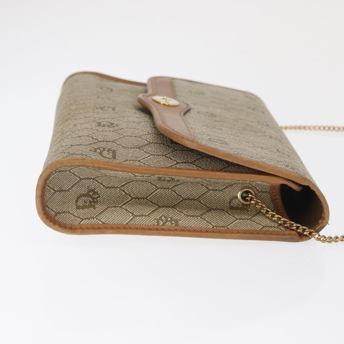 Christian Dior Vintage Honeycomb Chain Canvas Beige Canvas Shoulder Bag Bag ()
