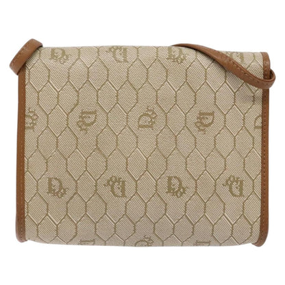 Christian Dior Vintage Honeycomb Flap Crossbody Bag Coated Canvas Beige Pvc Bag ()