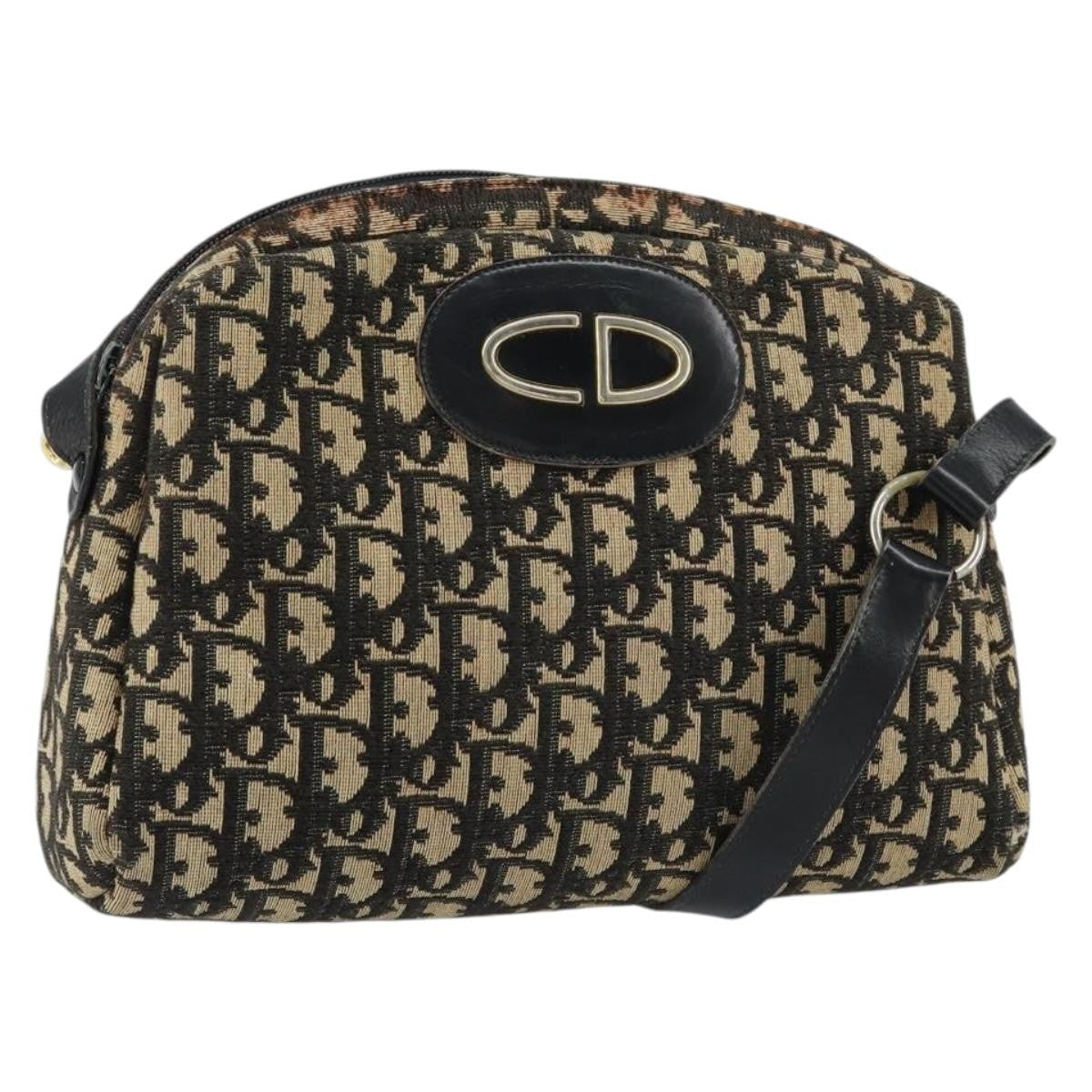 Christian Dior Vintage Cd Trotter Shoulder Bag Canvas Black Canvas Shoulder Bag Bag ()
