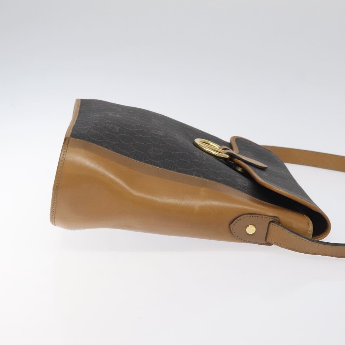 Christian Dior Vintage Honeycomb Flap Crossbody Bag Canvas And Leather Black Canvas Bag ()