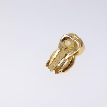 Christian Dior Vintage Chain Link Clip-On Earrings Metal With Crystals Gold Metal Earrings Jewelry ()