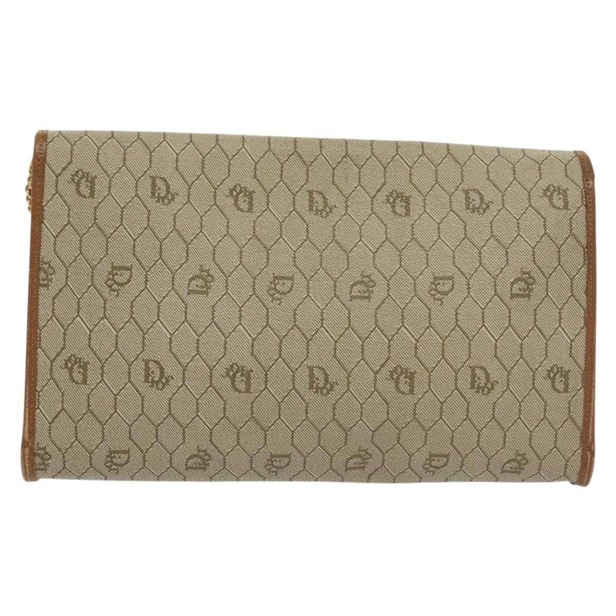 Christian Dior Vintage Honeycomb Chain Canvas Beige Canvas Bag ()