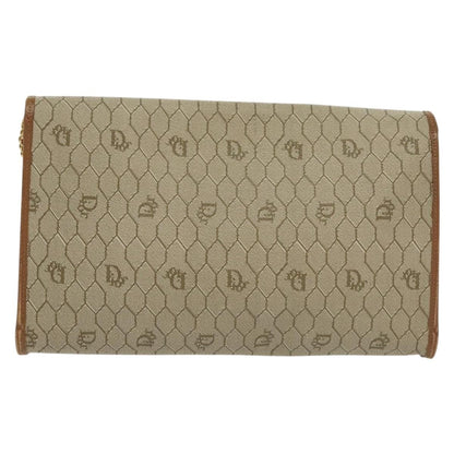 Christian Dior Vintage Honeycomb Chain Canvas Beige Canvas Bag ()