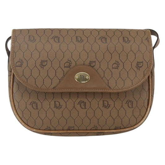 Christian Dior Vintage Honeycomb Flap Crossbody Bag Coated Canvas Brown Pvc Shoulder Bag Bag ()