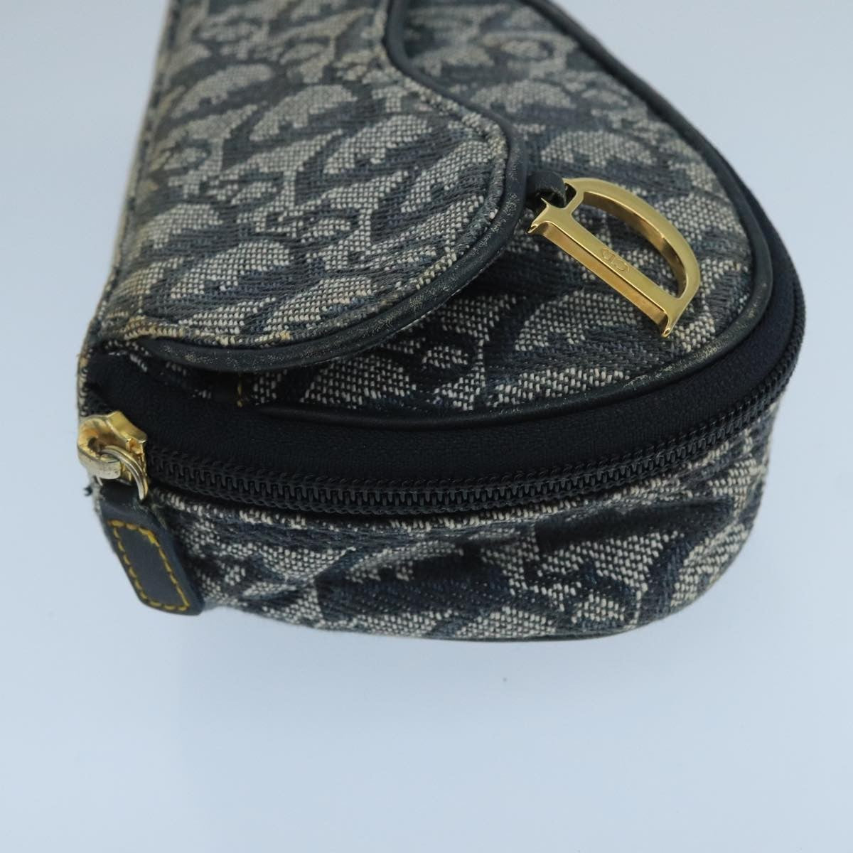 Christian Dior Vintage Saddle Coin Purse Diorissimo Canvas Navy Canvas Clutche & Pouche Bag ()