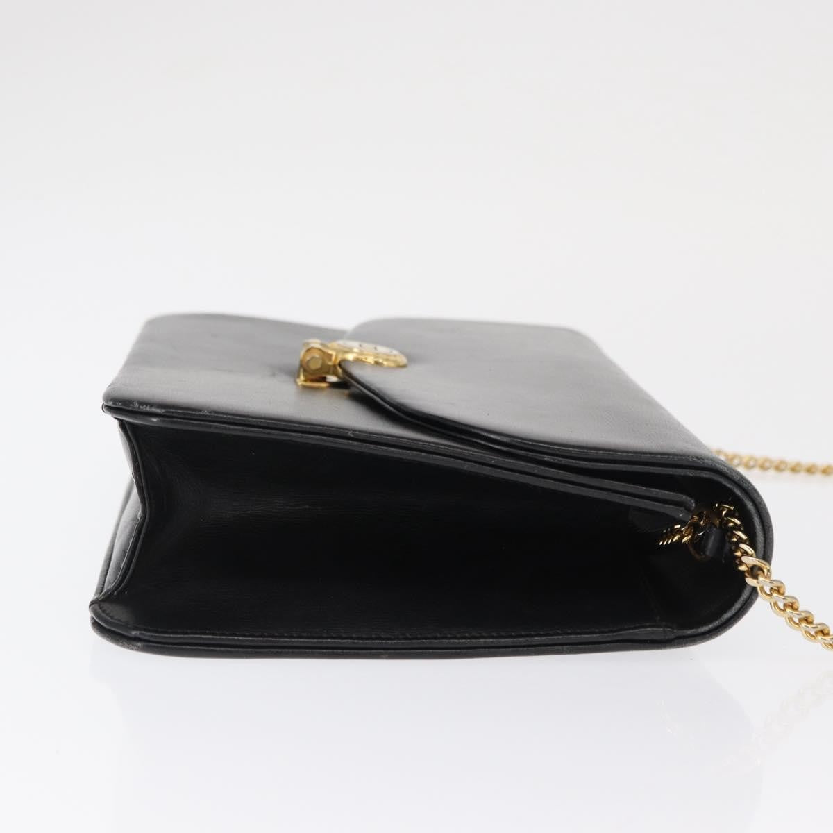 Christian Dior Vintage Cd Chain Flap Shoulder Bag Leather Black Leather Shoulder Bag Bag ()