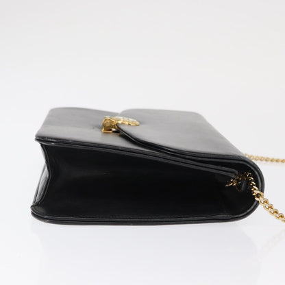 Christian Dior Vintage Cd Chain Flap Shoulder Bag Leather Black Leather Shoulder Bag Bag ()