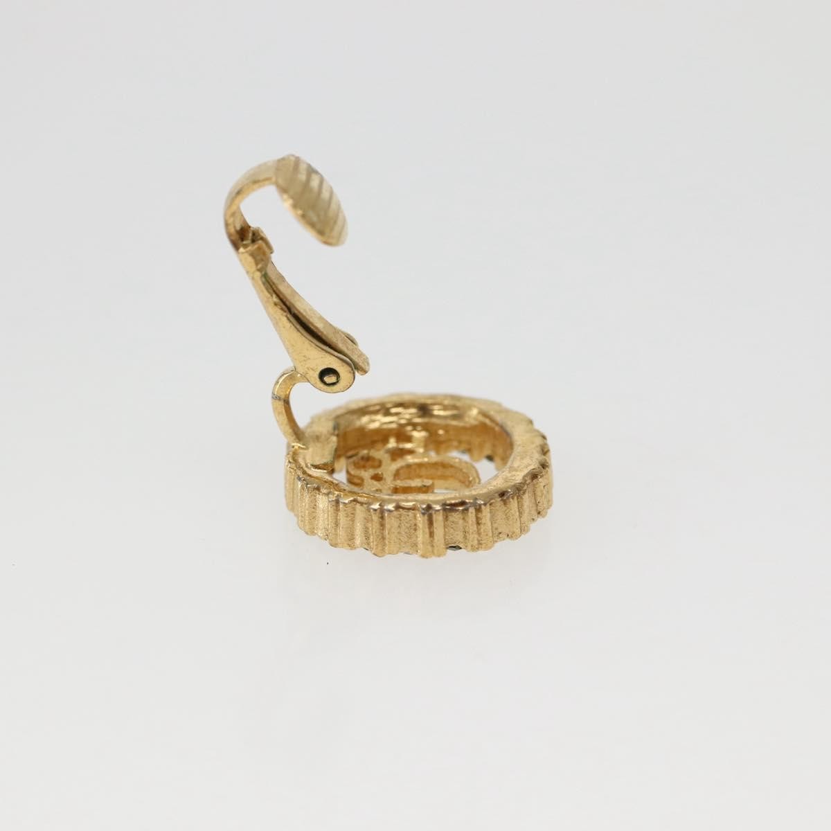 Christian Dior Vintage Round Clip-On Earrings Metal With Crystals Gold Metal Earrings Jewelry ()