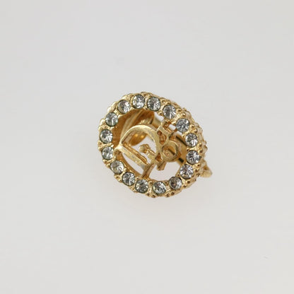Christian Dior Vintage Round Clip-On Earrings Metal With Crystals Gold Metal Earrings Jewelry ()