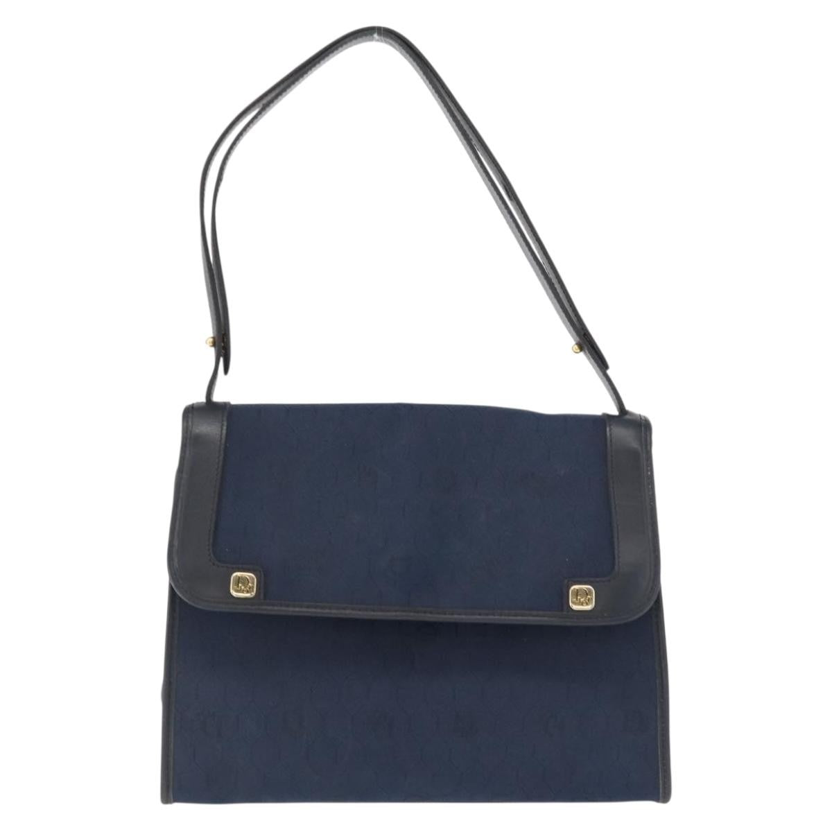 Christian Dior Vintage Honeycomb Shoulder Bag Canvas And Leather Navy Canvas Shoulder Bag Bag ()