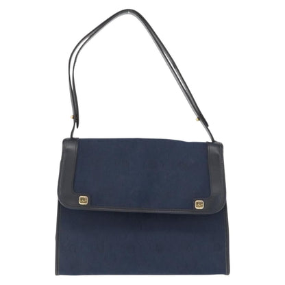 Christian Dior Vintage Honeycomb Shoulder Bag Canvas And Leather Navy Canvas Shoulder Bag Bag ()