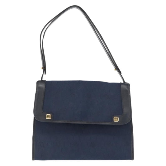 Christian Dior Vintage Honeycomb Shoulder Bag Canvas And Leather Navy Canvas Shoulder Bag Bag ()