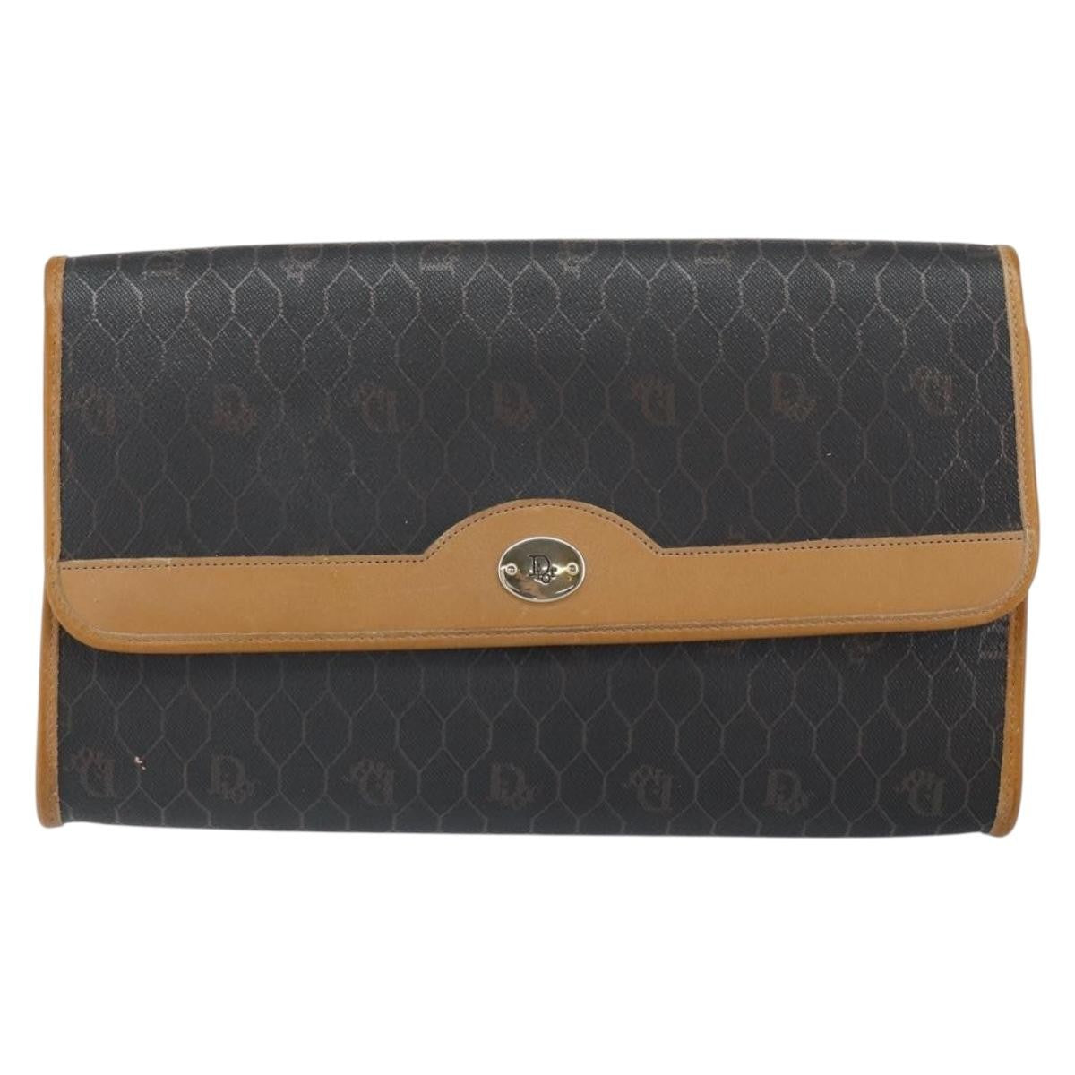 Christian Dior Vintage Honeycomb Chain Canvas Black Canvas Shoulder Bag Bag ()