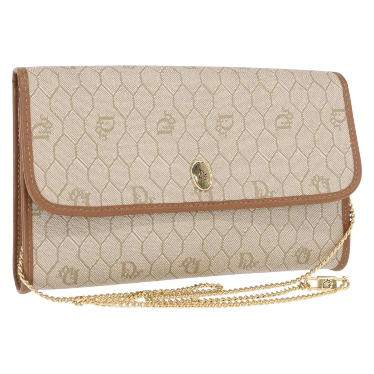 Christian Dior Vintage Honeycomb Flap Crossbody Bag Coated Canvas Beige Canvas Shoulder Bag Bag ()
