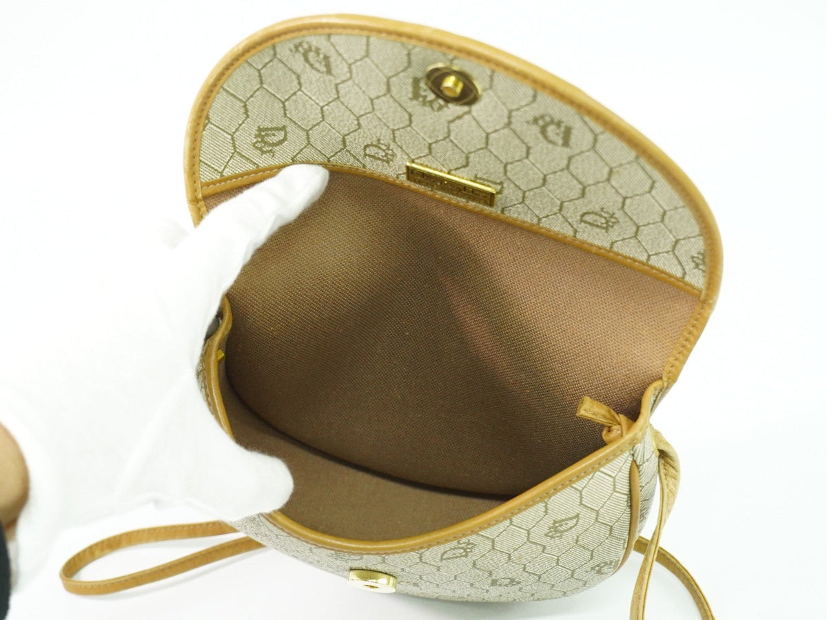 Christian Dior Vintage Honeycomb Shoulder Bag Canvas Beige Canvas Shoulder Bag Bag ()
