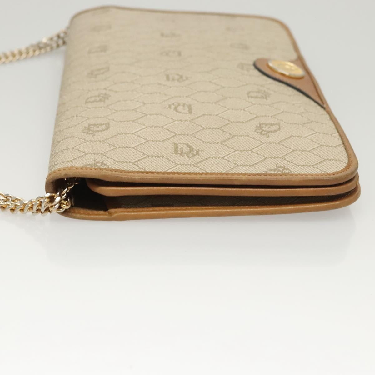 Christian Dior Vintage Honeycomb Chain Canvas Beige Canvas Bag ()