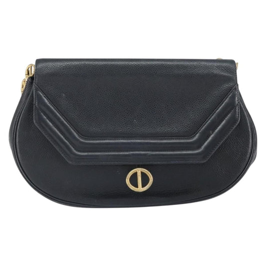 Christian Dior Vintage Shoulder Bag Leather Black Leather Shoulder Bag Bag ()