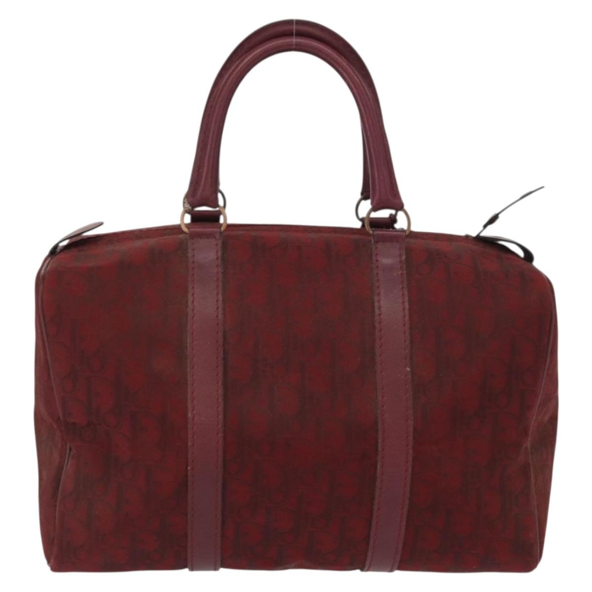 Christian Dior Vintage Trotter Boston Bag Diorissimo Canvas Red Canvas Handbag ()