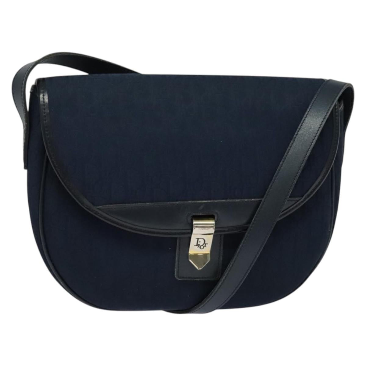 Christian Dior Vintage Trotter Shoulder Bag Canvas Navy Canvas Shoulder Bag Bag ()