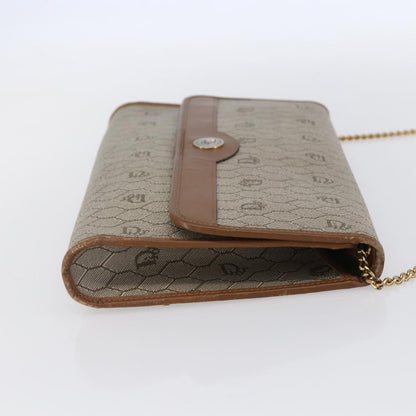 Christian Dior Vintage Honeycomb Chain Canvas Beige Canvas Shoulder Bag Bag ()