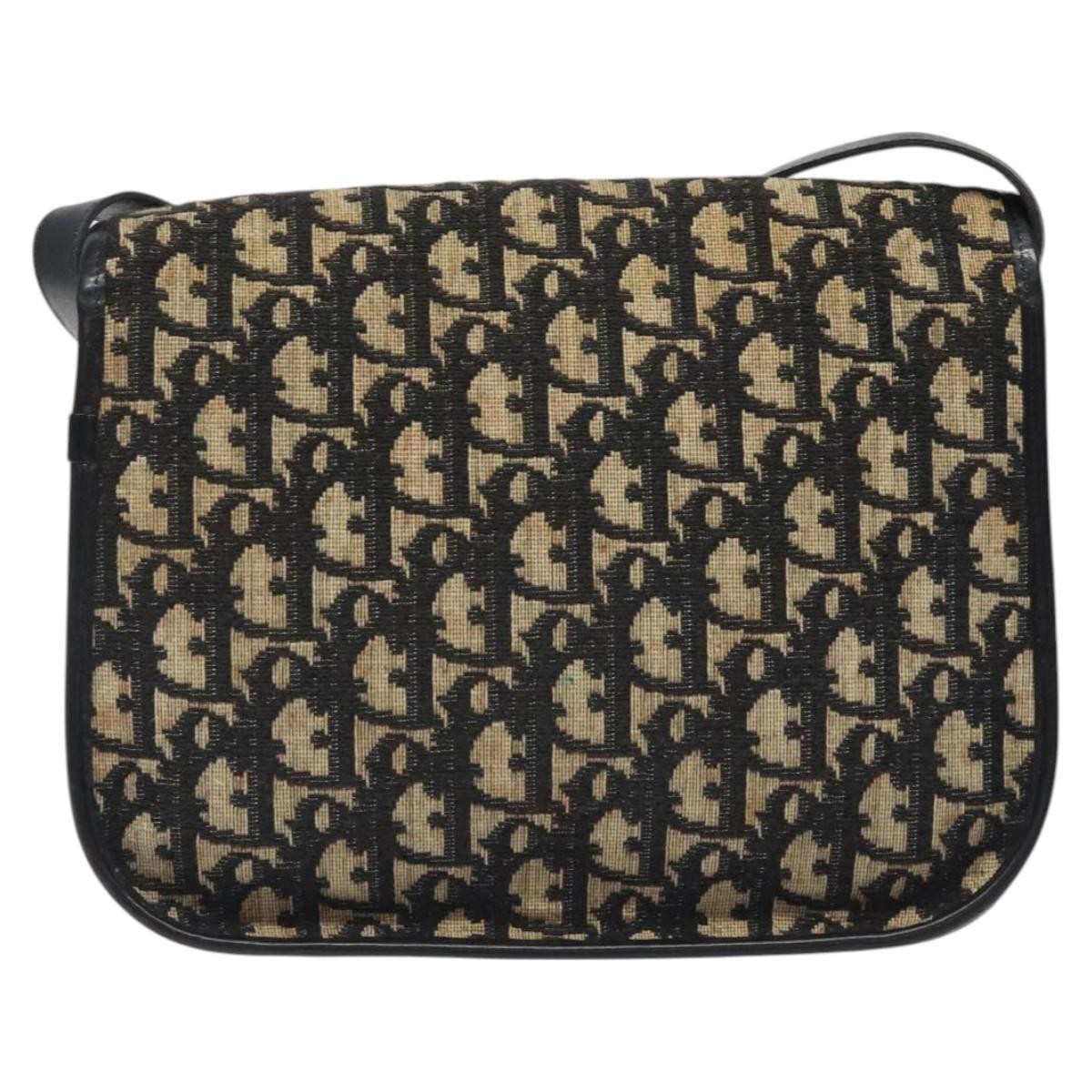 Christian Dior Vintage Flap Crossbody Bag Canvas Black Canvas Shoulder Bag Bag ()