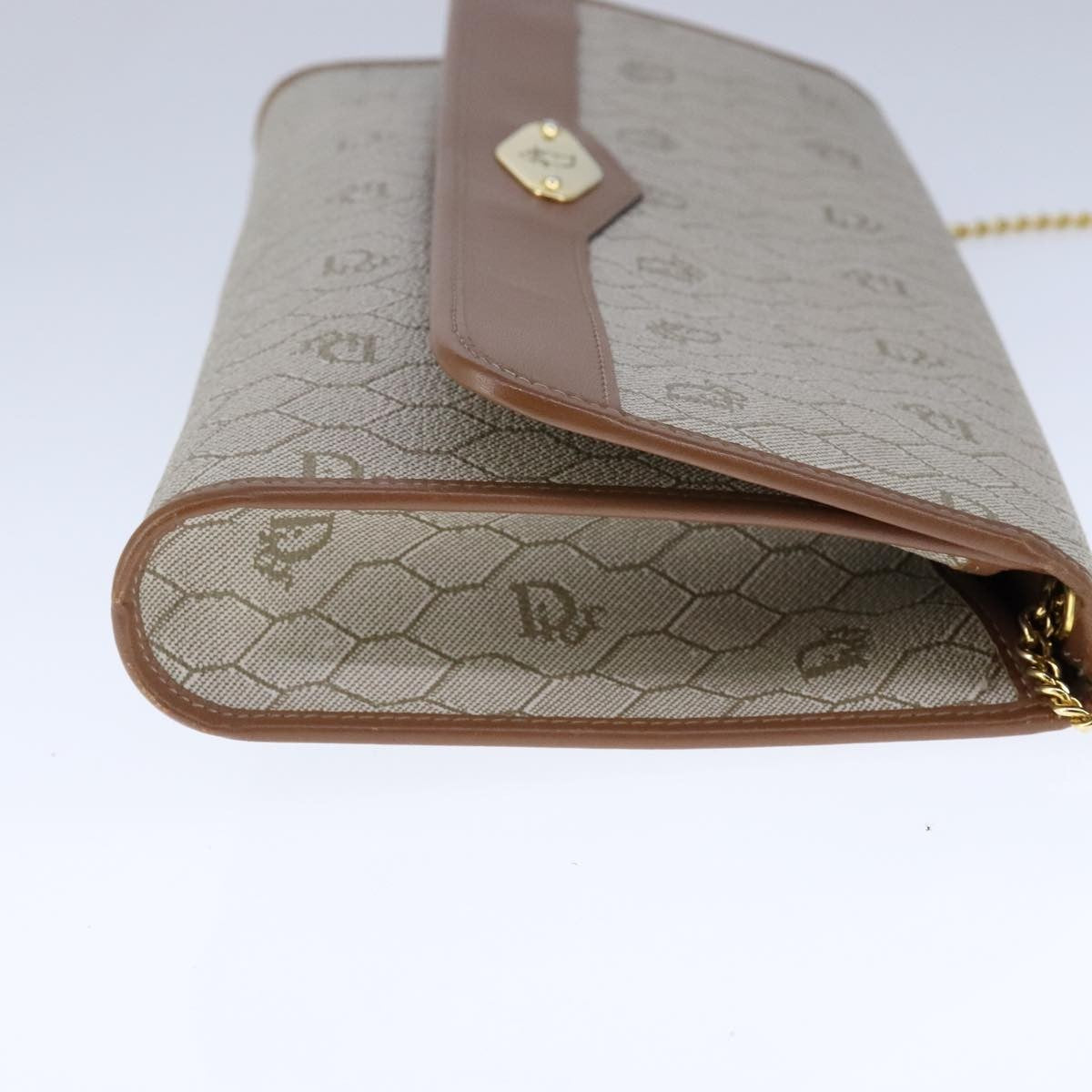 Christian Dior Vintage Honeycomb Chain Canvas Beige Canvas Shoulder Bag Bag ()