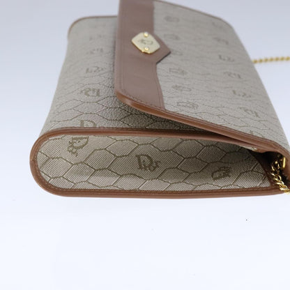 Christian Dior Vintage Honeycomb Chain Canvas Beige Canvas Shoulder Bag Bag ()