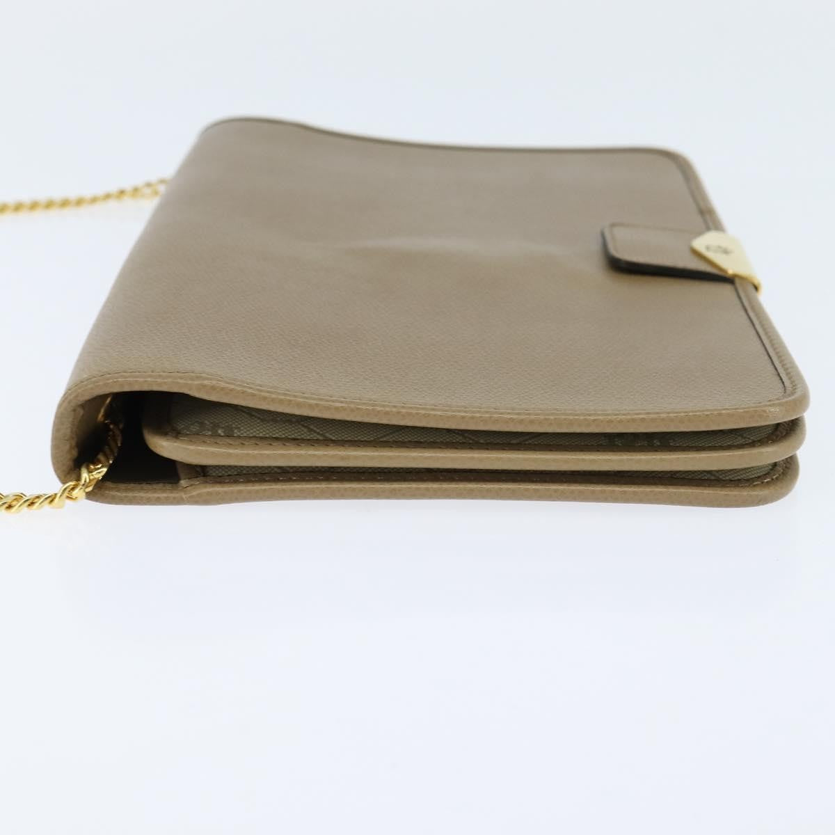 Christian Dior Vintage Chain Flap Shoulder Bag Leather Beige Leather Shoulder Bag Bag ()