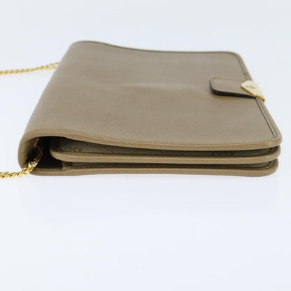 Christian Dior Vintage Chain Flap Shoulder Bag Leather Beige Leather Shoulder Bag Bag ()